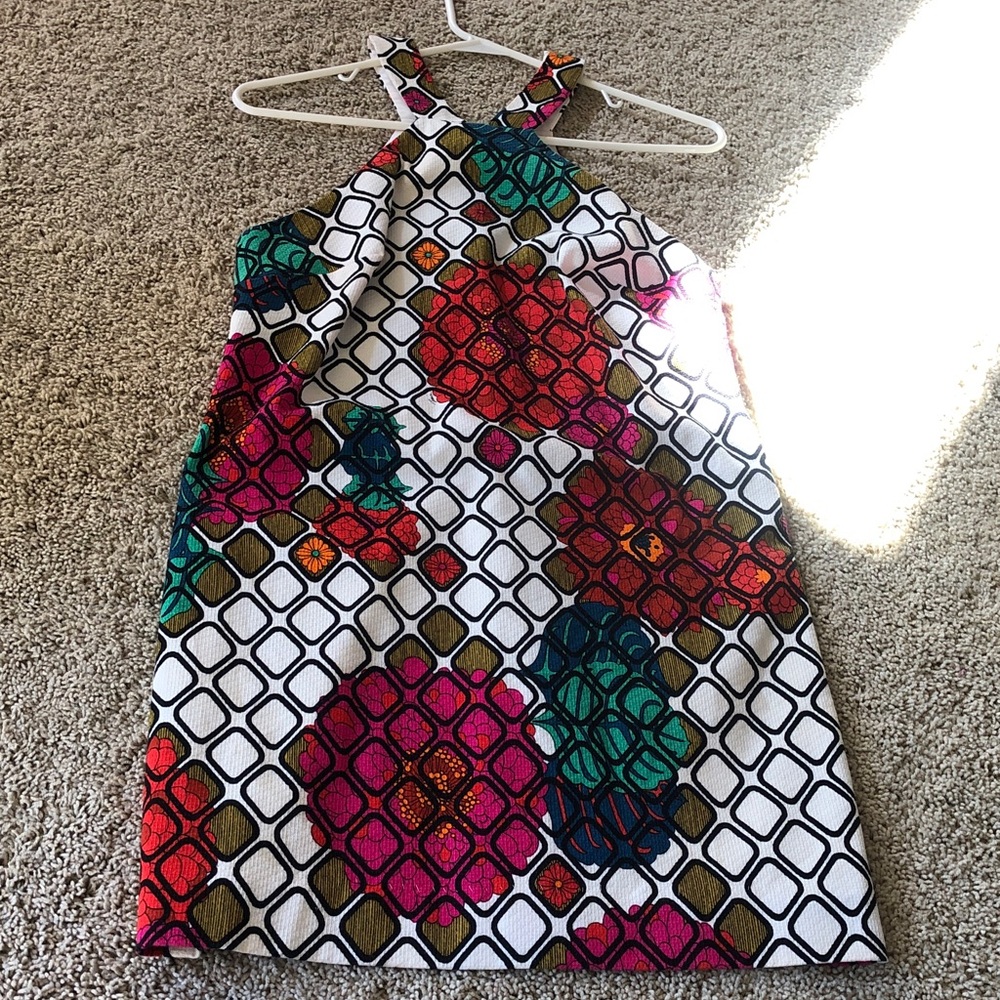 Trina Turk Retro Inspired Halter Dress in Vivid Colors, Size 4